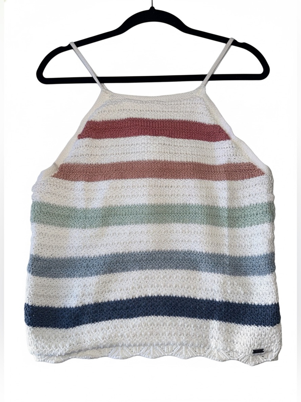 Hollister Co. Crochet Stripe Halter Tank Top in White, Rose, Sage, Blue